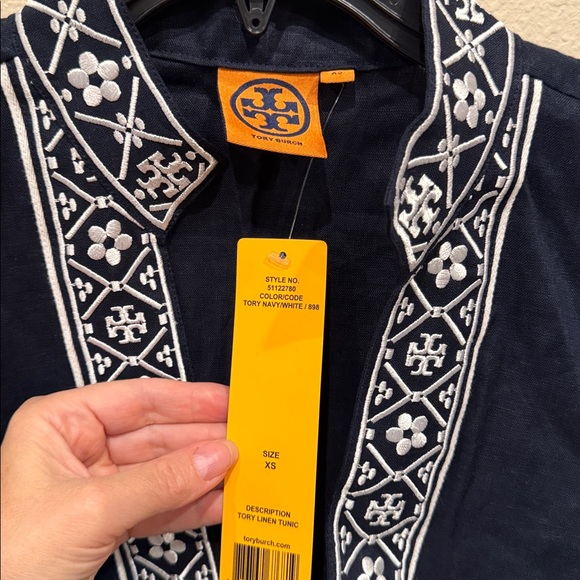 NWT Tory Burch bikini swimsuit cover up linen tunic size XS - Picture 3 of 5
